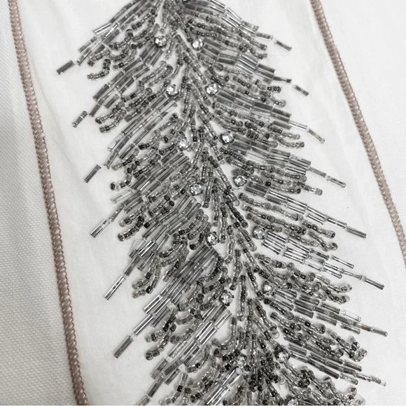 Anthropologie Burning Torch Hand Beaded Embellished Ivory Cotton Jacket Coat